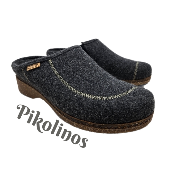 Pikolinos Women's Gray Wool Grandma Clogs Sz 39 =8.5 To 9 Go Anywear Winter Wear - Picture 1 of 11